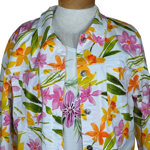 Impulse Women’s Jean Style Floral Jacket & Embellished Shirt Set Petite Medium - Picture 3 of 16